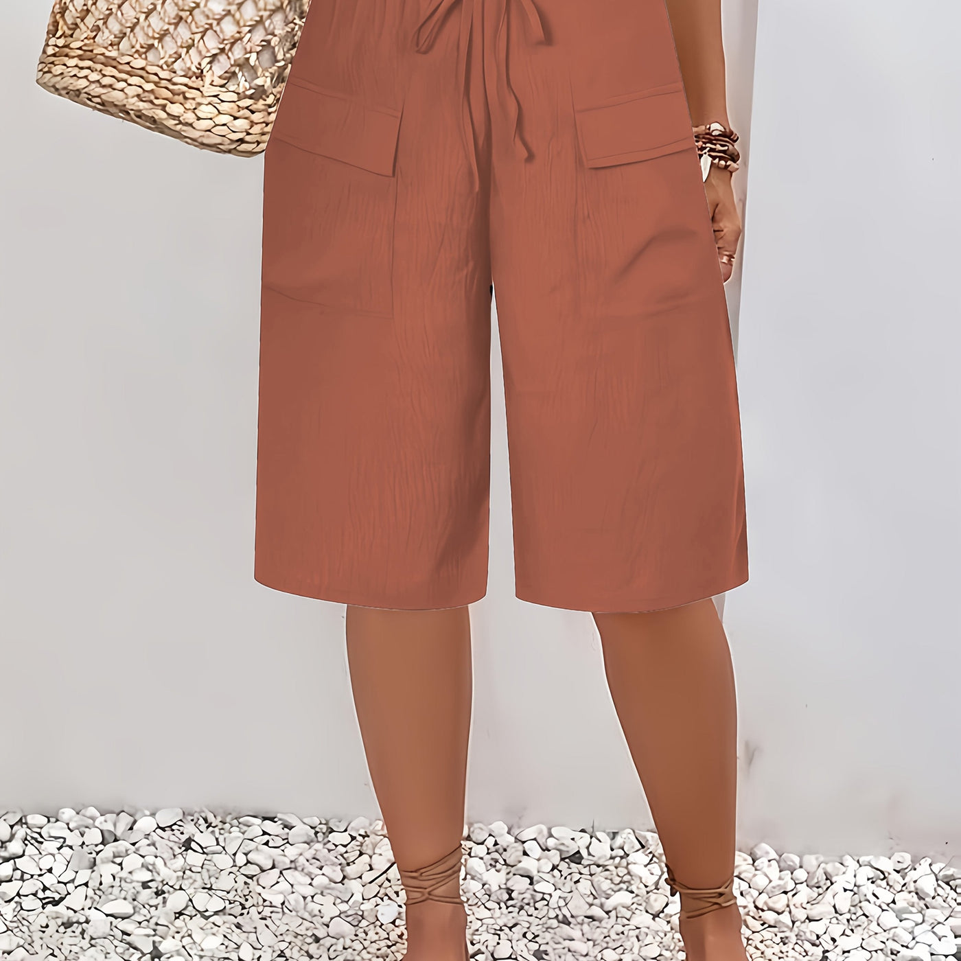 Keisha – Drawstring Pocket Culotte Shorts