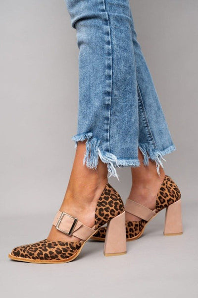 Selveta | Leopard Print Suede Heeled Sandals