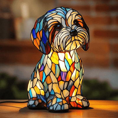 Luminous Companions – Stained Glass Dog Lamp
