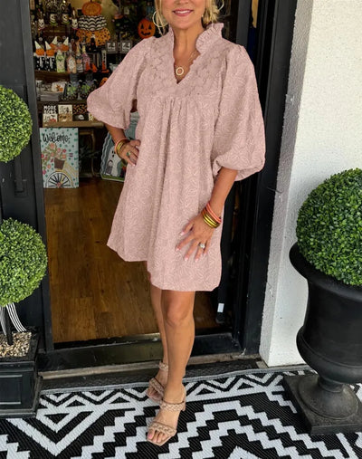 Georgina – Textured Puff Sleeve Mini Dress