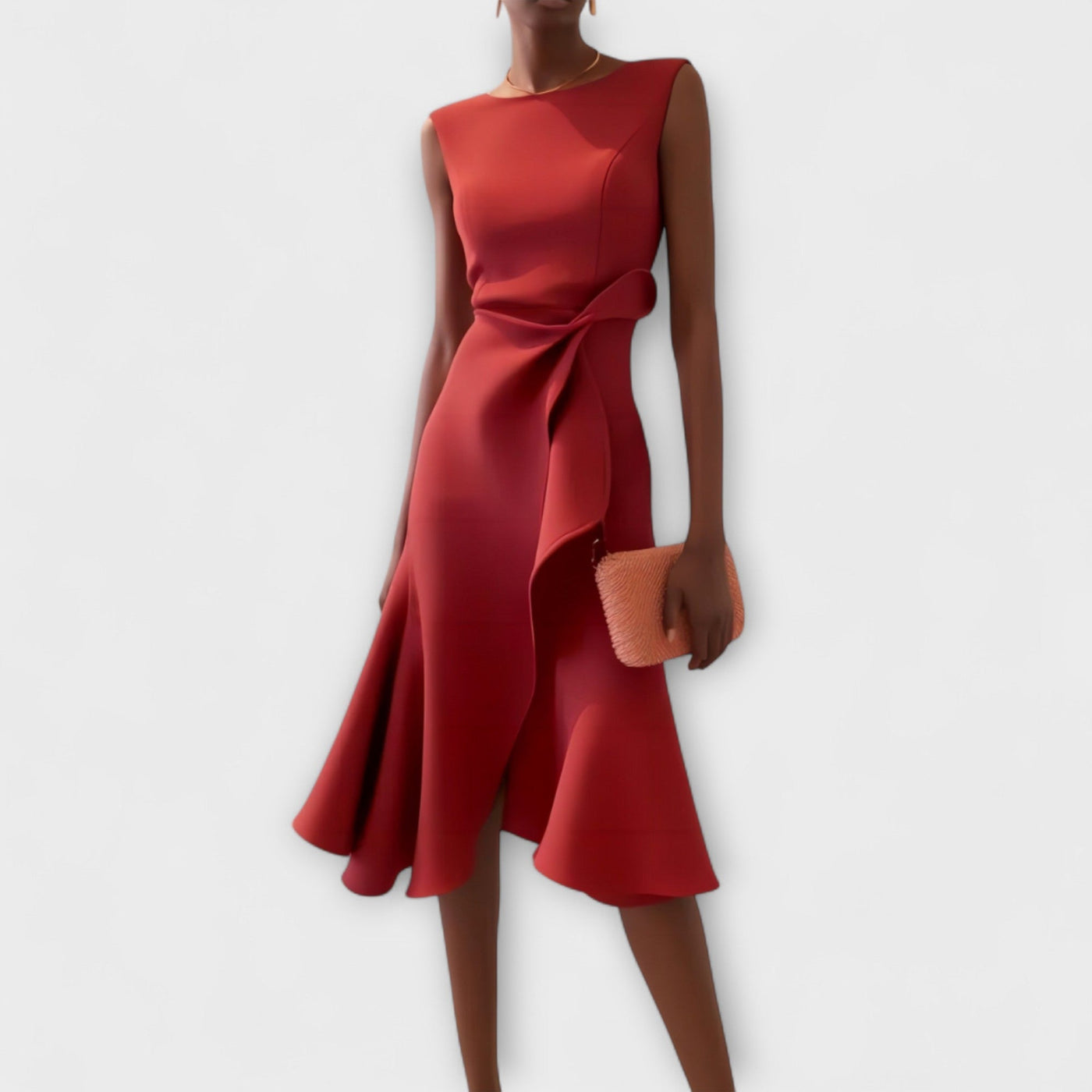 Julia - Asymmetrical Draped Midi Dress