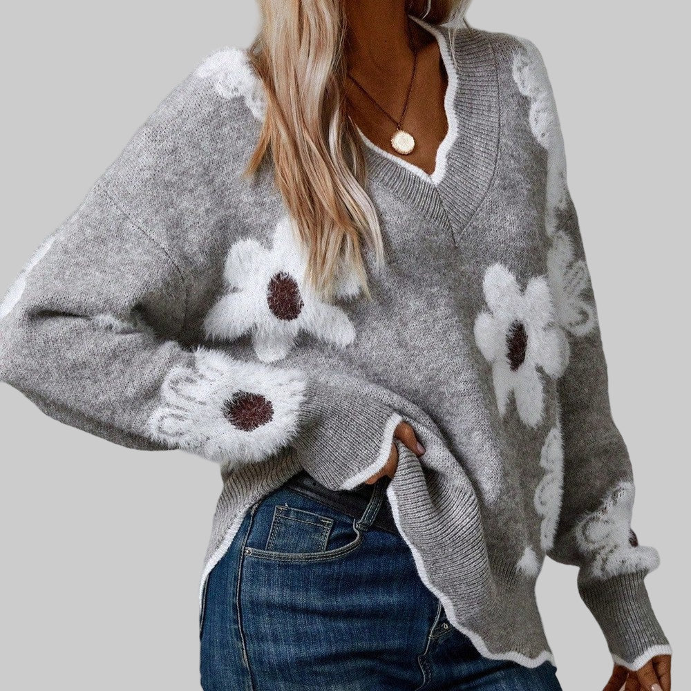 CLARA - FLATTERING V-NECK FLORAL JUMPER