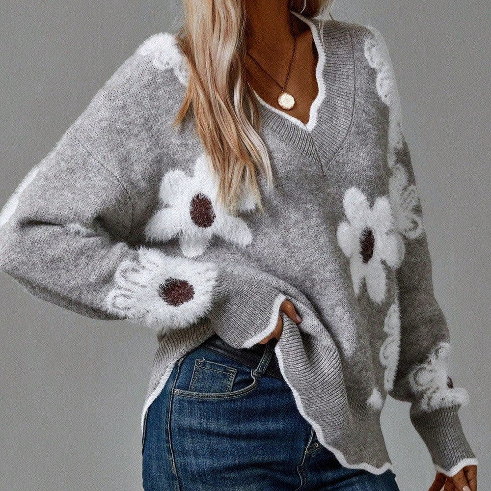CLARA - FLATTERING V-NECK FLORAL JUMPER