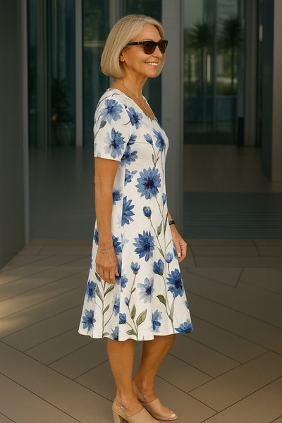 Charlotte - Comfortable Midi Dress with Floral Prints