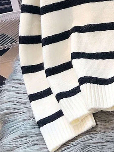 Astrid – Ladies' half-zip striped jumper