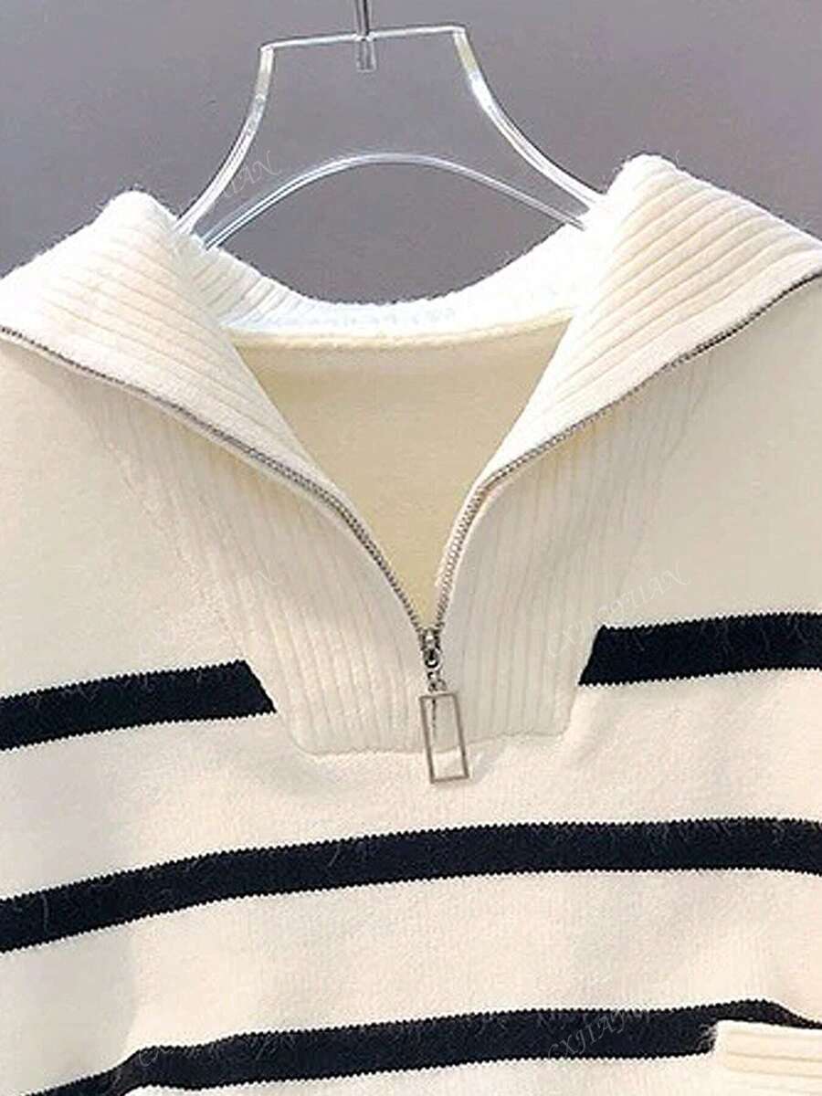 Astrid – Ladies' half-zip striped jumper