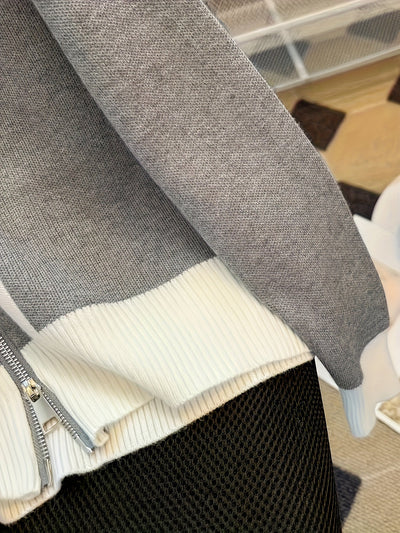 Caitlin – Zip-Up Ribbed Collar Jacket