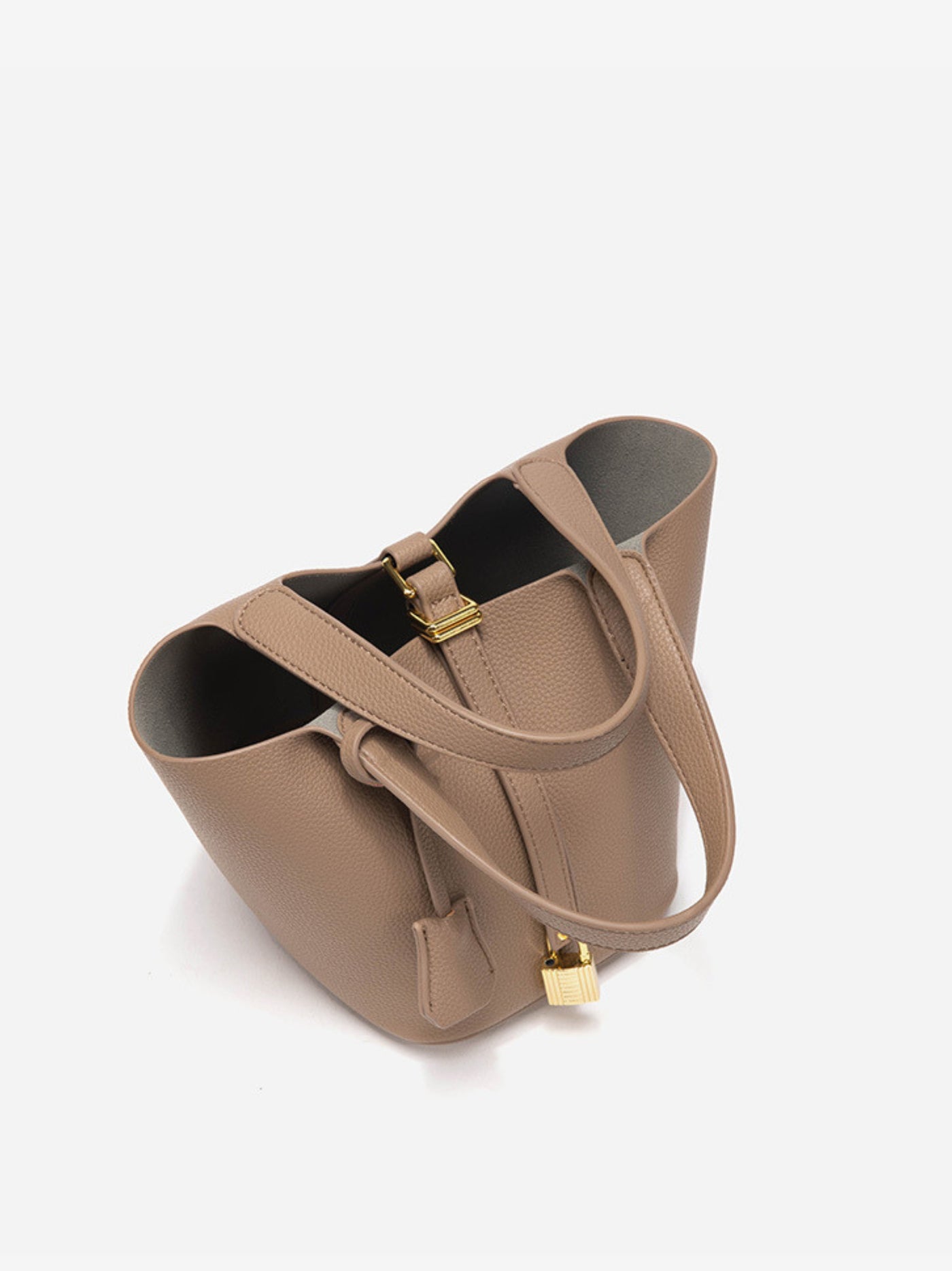 Glaiza | Sleek Gold-Lock Bucket Bag