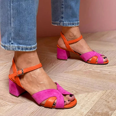Isabella | Colour block sandals with comfortable heel