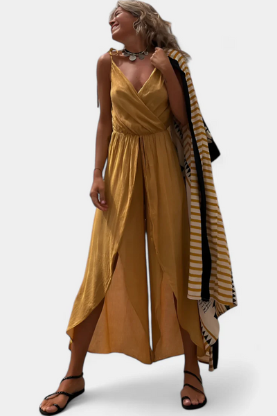 Lizzie - Washed Cotton Jumpsuit with Side Slits