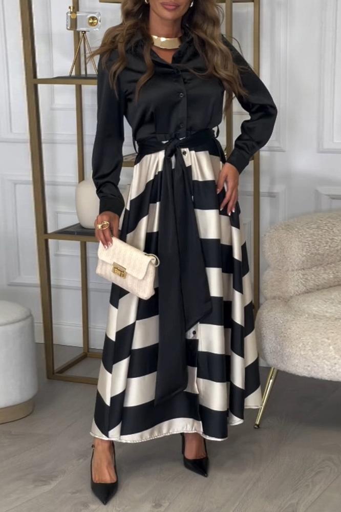 Isobelle – Striped Belted Shirt Dress