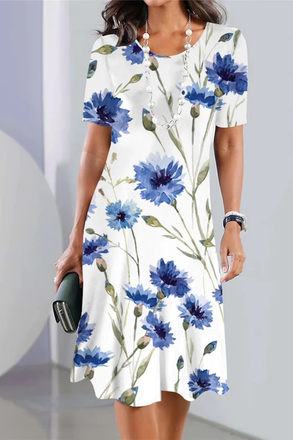 Mary - Comfortable Midi Dress with Vibrant Floral Print