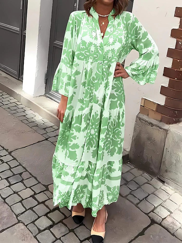 Janella – Printed Flared Maxi Dress
