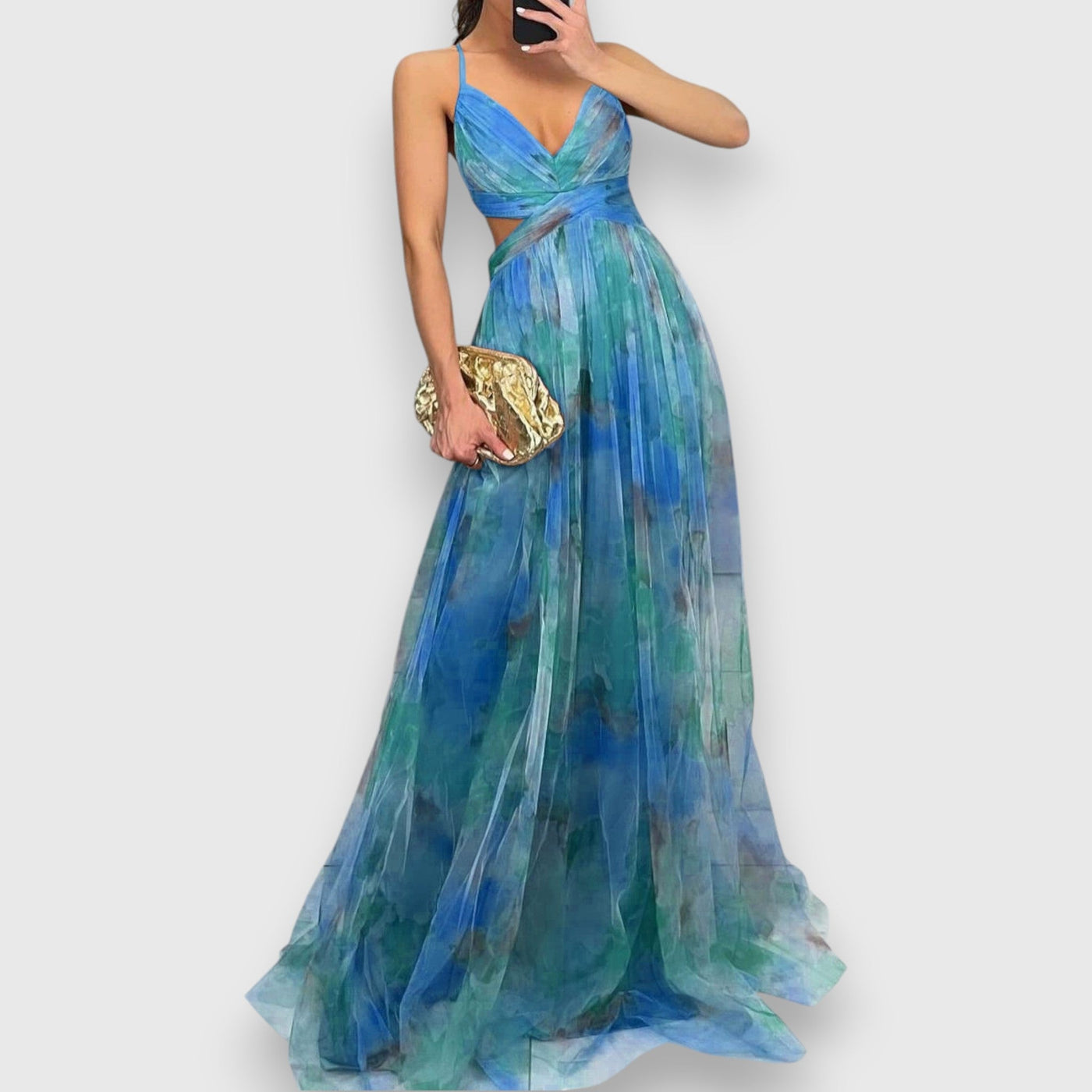 Serelina – Watercolour Pleated Gown