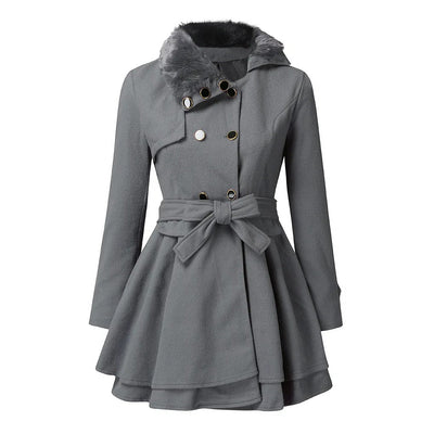 Elara - Elegant Trench Coat with Faux Fur