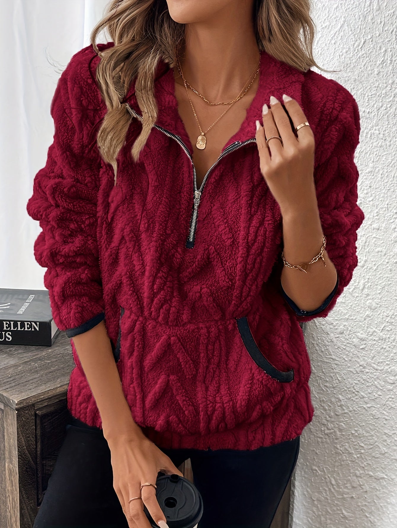 Evodia - Cosy Cable Knit Half-zip Jumper