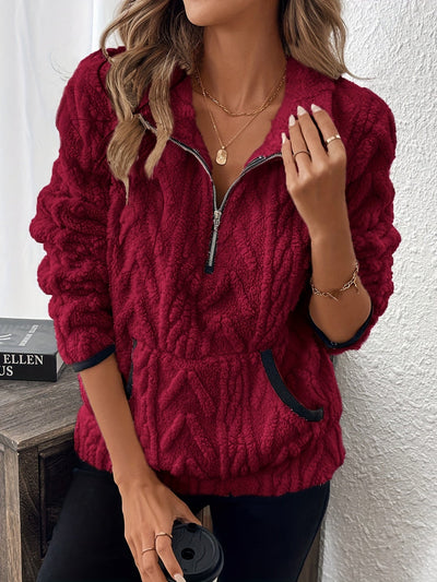 Evodia - Cosy Cable Knit Half-zip Jumper