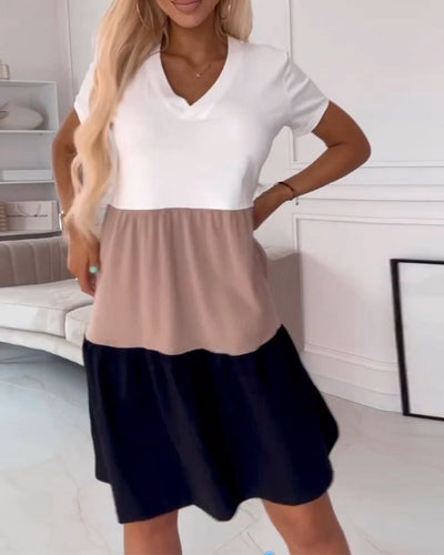Michaela – Colourblock V-Neck Mini Dress