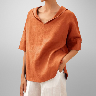 Molly – Relaxed Collar V-Neck Top
