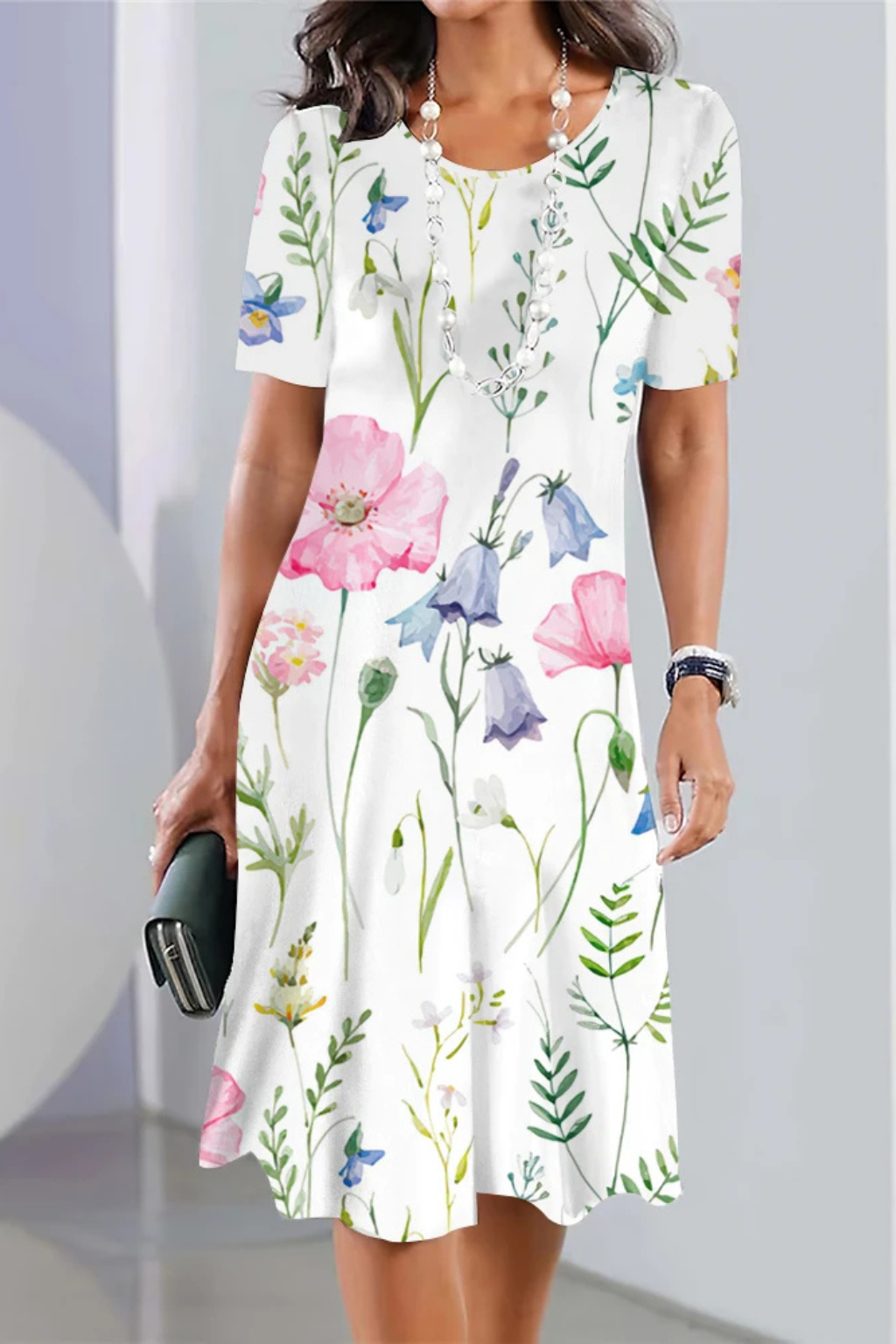 Mary - Comfortable Midi Dress with Vibrant Floral Print