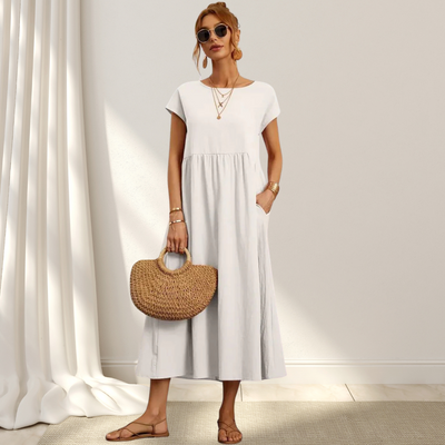 Clio™ – Elegant Summer Dress – Light, Flattering & Covers the Stomach