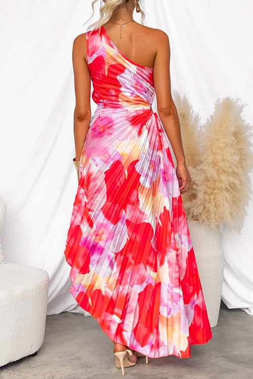 Jennivi – Ruched Abstract Print Maxi Dress