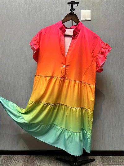 Oriana - Effortless Elegance Rainbow Colour Dress
