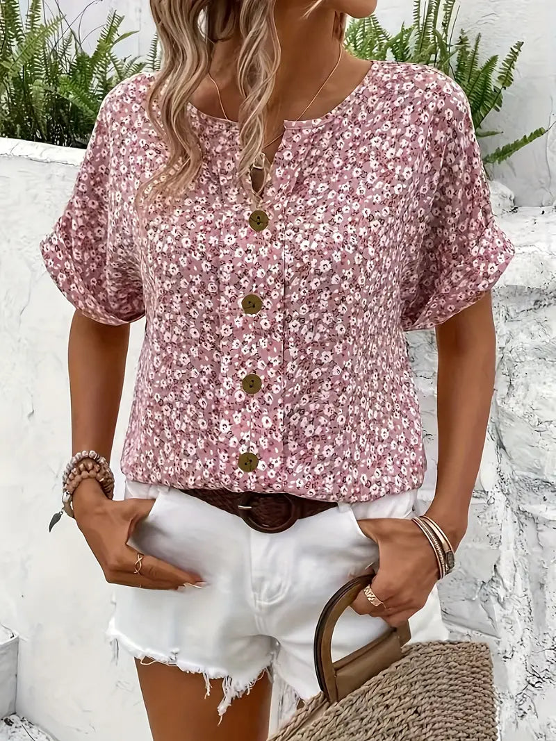 Tressa – Button-Front Floral Blouse