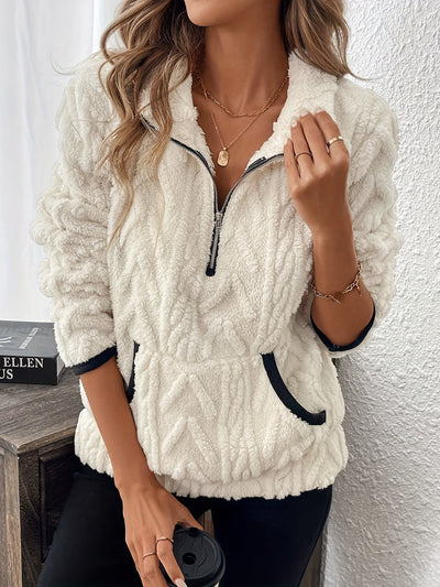 Evodia - Cosy Cable Knit Half-zip Jumper