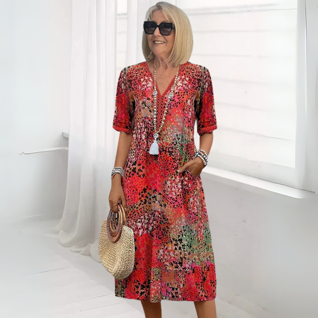 Margaret - Comfortable Midi Dress in Vibrant Colours
