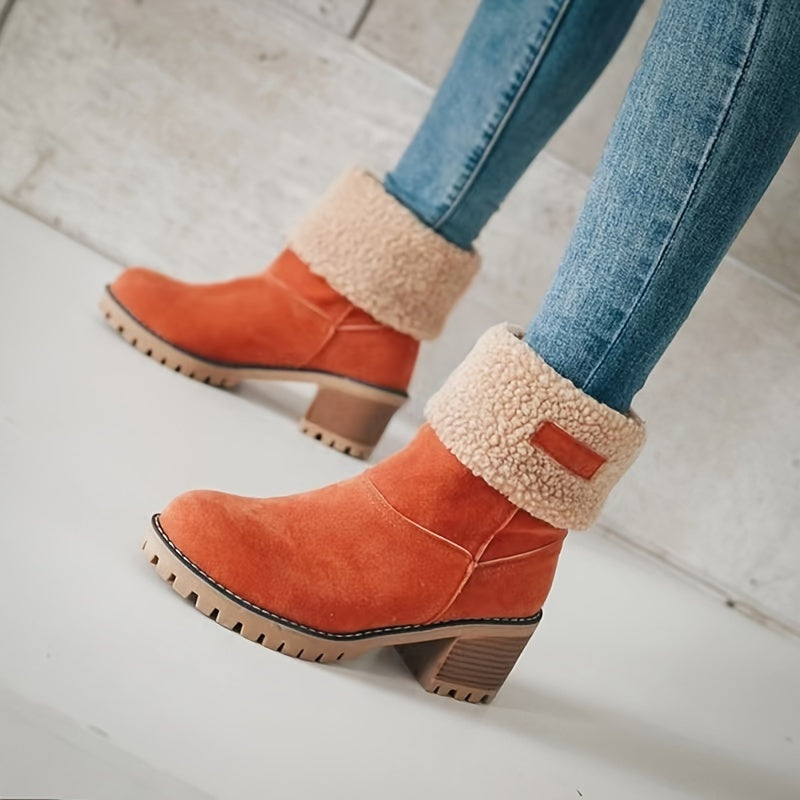 Sierra - Warm Chunky Heel Ankle Boots