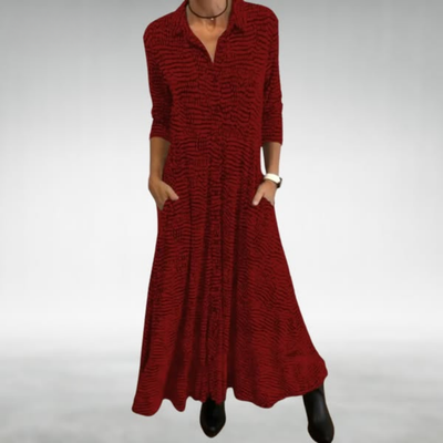 Revena – Collared Maxi Shirt Dress