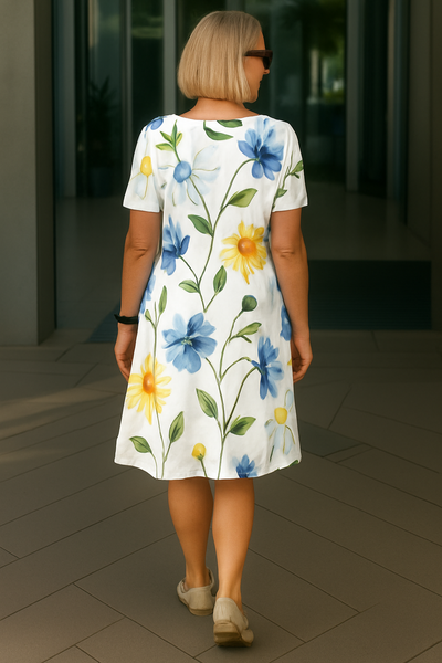 Charlotte - Comfortable Midi Dress with Floral Prints