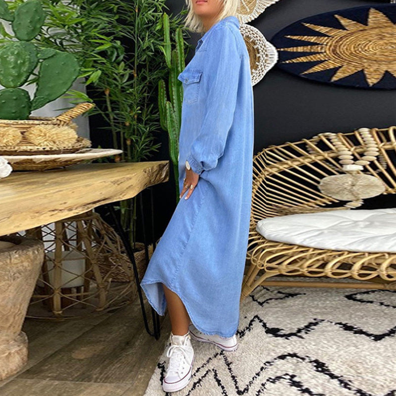 Sofia™ | Long-Sleeved Maxi Dress in Denim