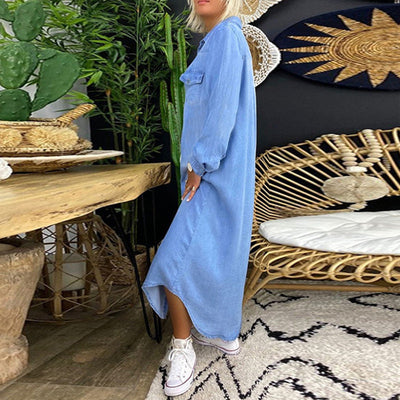 Sofia™ | Long-Sleeved Maxi Dress in Denim