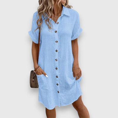 Ismere – Textured Button-Down Shirt Dress