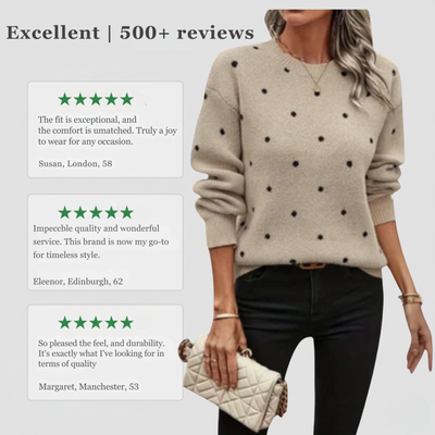 Ava – Casual Long-Sleeve Knit Sweater with Polka Dot Pattern