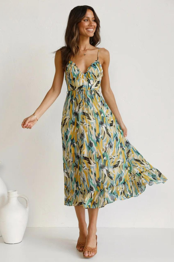 Rosie – Abstract Print Midi Dress