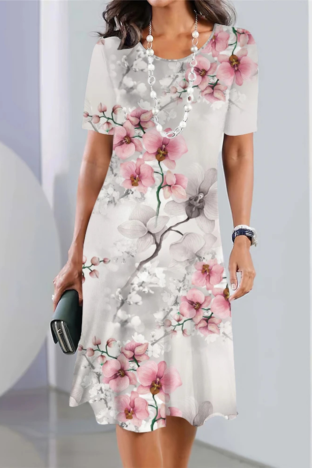 Mary - Comfortable Midi Dress with Vibrant Floral Print