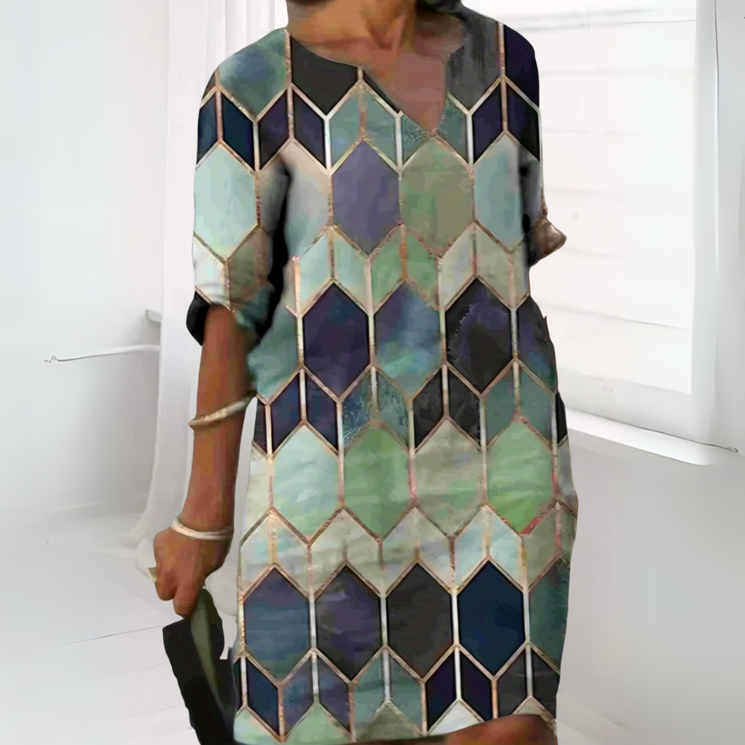 Ingrid - Geometric V-Neck Summer Dress