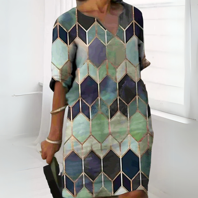 Ingrid - Geometric V-Neck Summer Dress