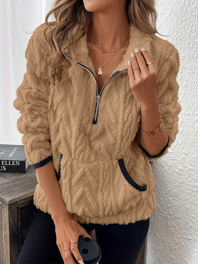 Evodia - Cosy Cable Knit Half-zip Jumper