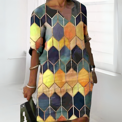 Ingrid - Geometric V-Neck Summer Dress