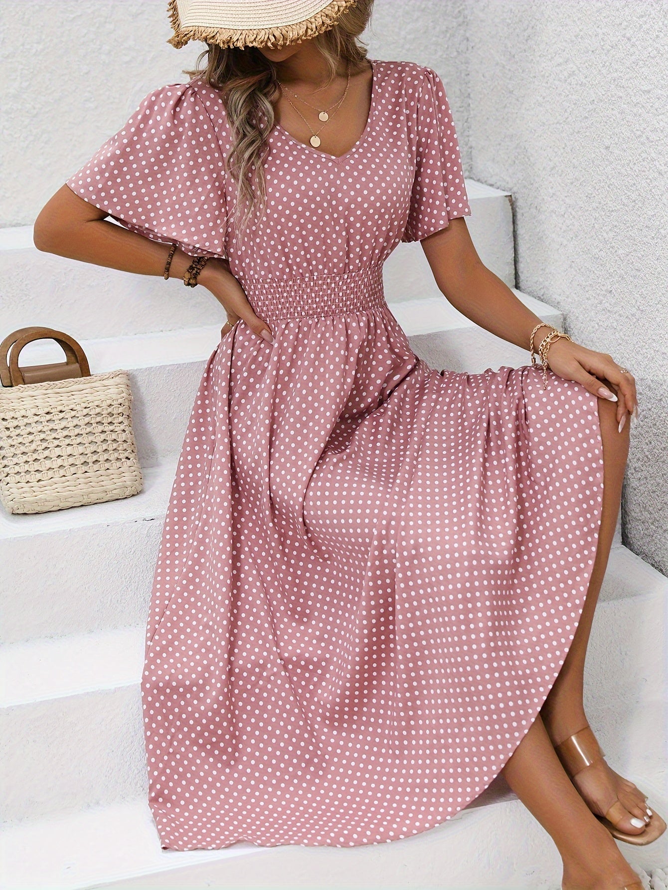 Nathalie – Polka Dot Midi Dress