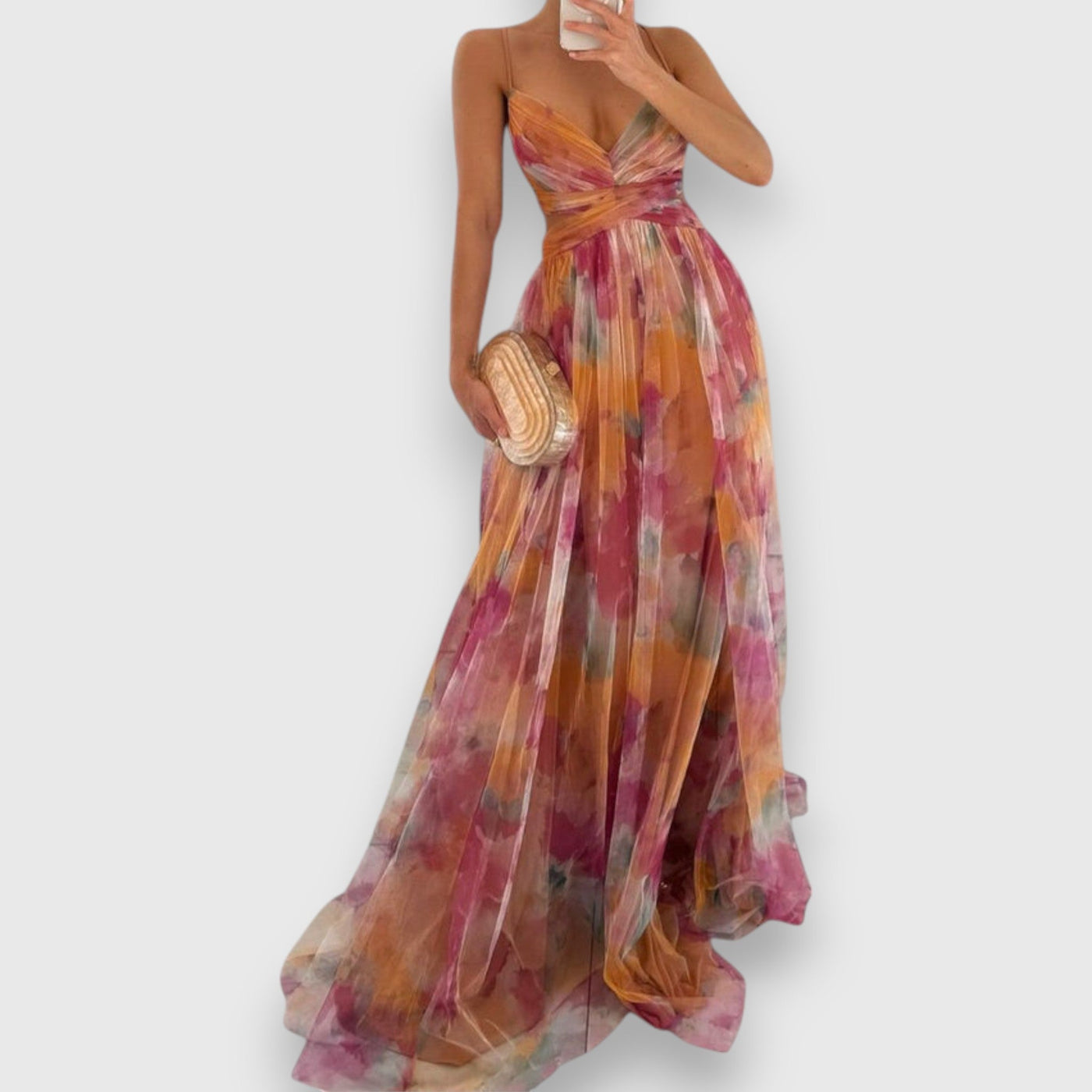 Serelina – Watercolour Pleated Gown