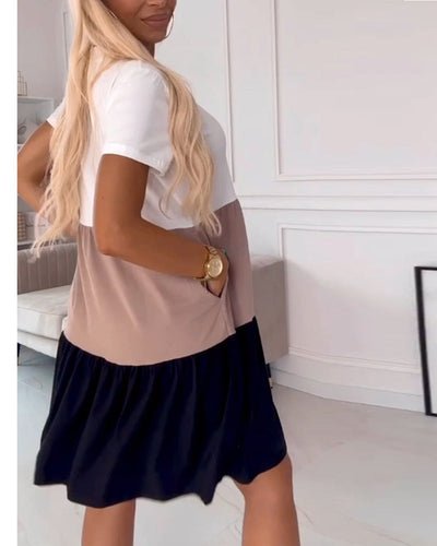 Michaela – Colourblock V-Neck Mini Dress