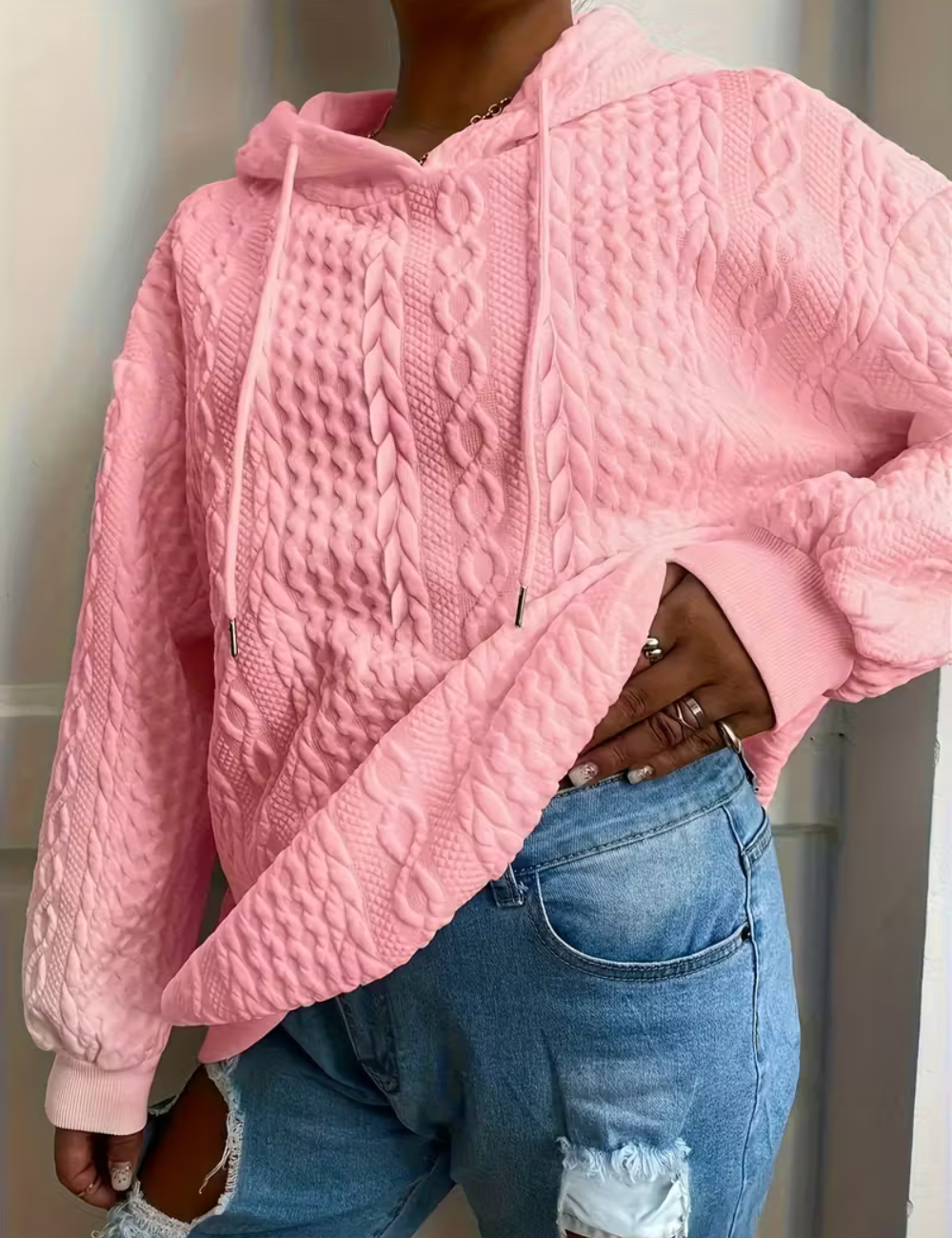Clara  – Ladies' Cable Knit Hoodie