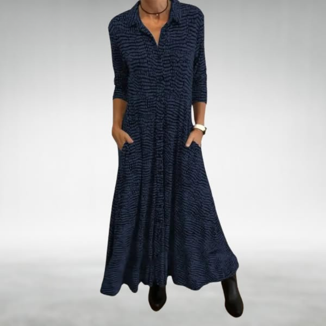 Revena – Collared Maxi Shirt Dress