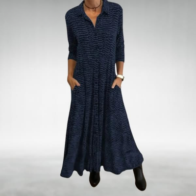Revena – Collared Maxi Shirt Dress