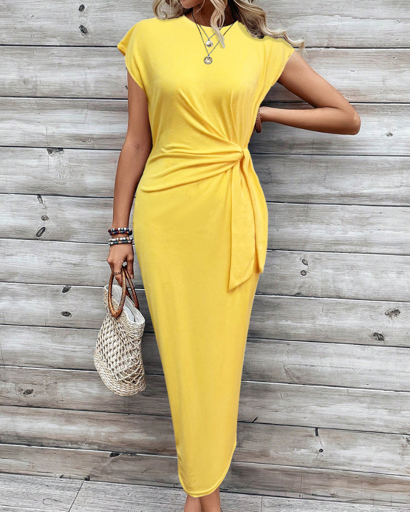 Khloe – Knotted Waist Midi Dress